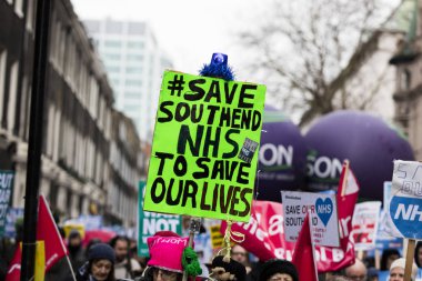 Londra, Uk - 3 Şubat 2018: Protestocular ve kampanyacılar 