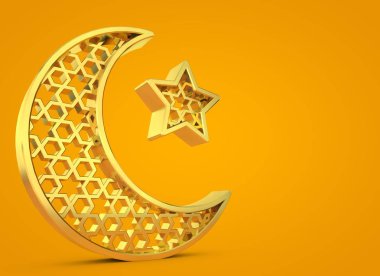 Ramazan ayı ve yıldız. 3d Hazırlama