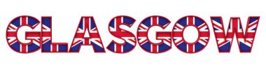 Glasgow şehri kelimesi sendika bayrak harflerinden yapıldı. 3d Hazırlama