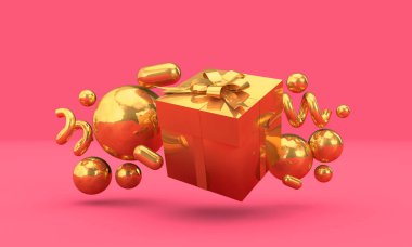 Renkli süslemeli mevsimlik hediye kutuları. 3d Hazırlama