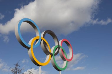 Londra, Uk - 15 Şubat 2018 Olimpiyat sembolü 