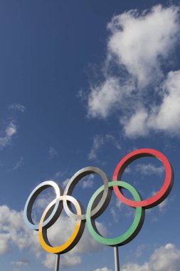 Londra, Uk - 15 Şubat 2018 Olimpiyat sembolü 