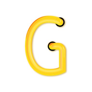 Neon tüpü tarzı hafif harf G. Parlayan neon büyük harf. 3d oluşturma
