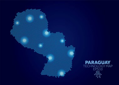 Paraguay noktalı teknoloji haritası. Modern veri iletişim kavramı
