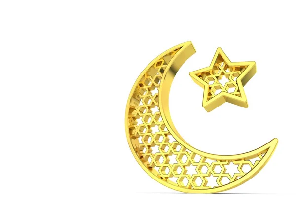 Ramadan Kareem měsíc a hvězda. 3D vykreslování — Stock fotografie