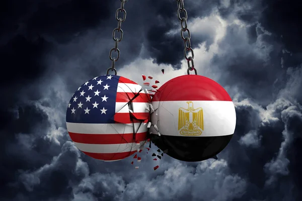 Konflikt między USA a Egiptem. Koncepcja umowy handlowej. — Zdjęcie stockowe