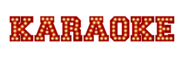 Karaoké mot fabriqué à partir de rouge vintage ampoule lettrage isolé — Photo
