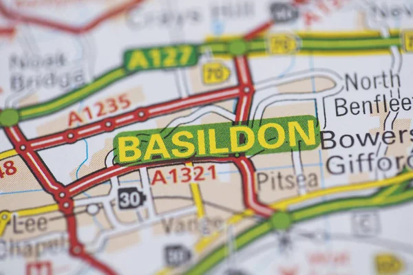 Basildon plats färdplan. Storbritannien karta. — Stockfoto