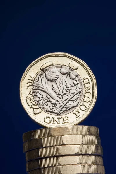 British sterling one pound coin currency — Stock Photo, Image