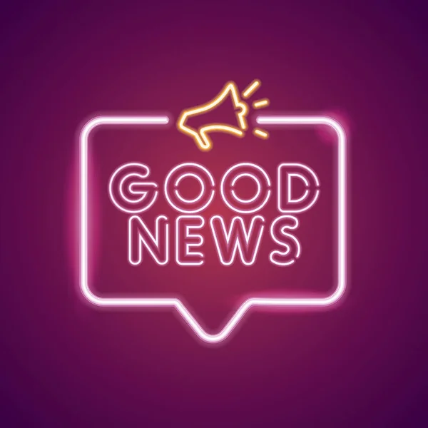 Good News Neon Light Announcement Poster Template — Stock Photo, Image