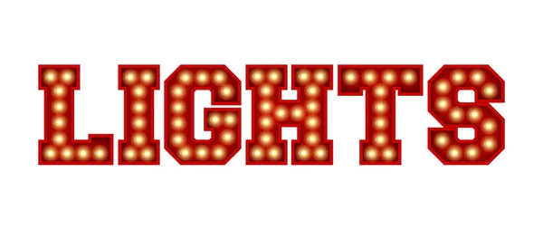 Ljuskällor ord gjorda av röd vintage glödlampa bokstäver isolerad o — Stockfoto