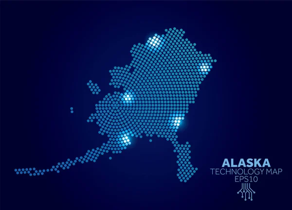 Alaska Dotted Technology Map Сучасна Концепція Комунікації Даних — стокове фото