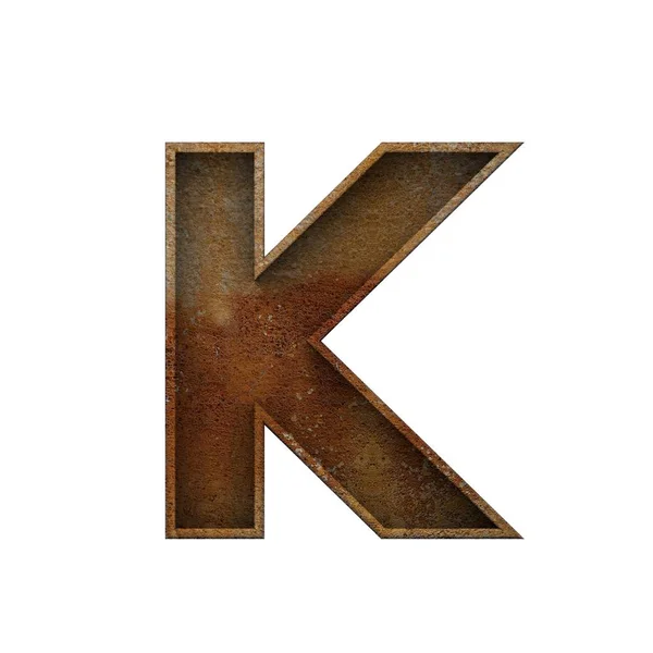 Letter K grunge verroeste lettertype. 3d Rendering — Stockfoto