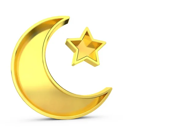 Ramadan Kareem moon and star. 3D Rendering — Stock Photo, Image