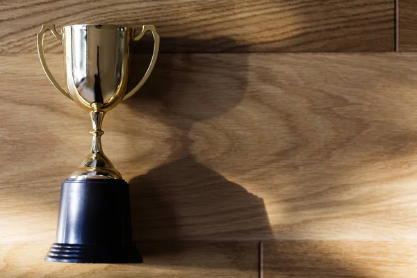 Trophée des lauréats d'or sur fond de bois — Photo