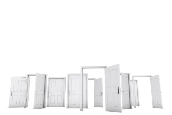 Open doors isolaed on a white background. 3D Rendering — Stock Photo, Image