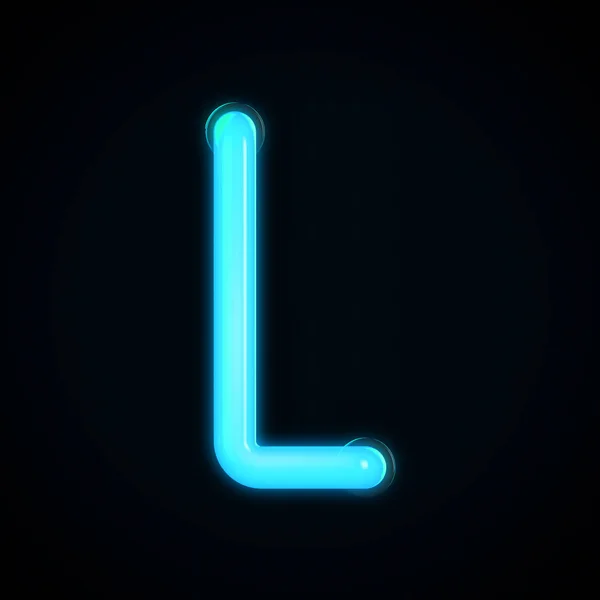 Lettere luminose al neon blu lettera L maiuscola. Rendering 3D — Foto Stock