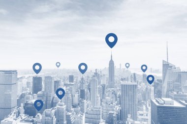 Konum işaretli New York silüeti
