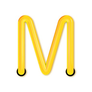 Neon tüpü tarzı hafif harf M. Parlayan neon büyük harf. 3d 