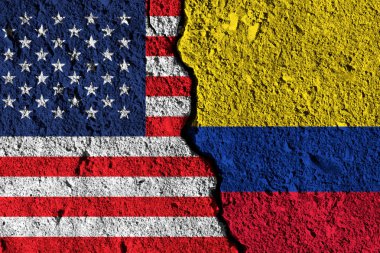 Amerika ve Kolombiya bayrakları arasındaki çatlak. siyasi ilişki