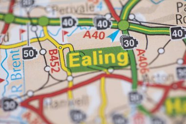 Ealing location road map. Great Britain map. clipart