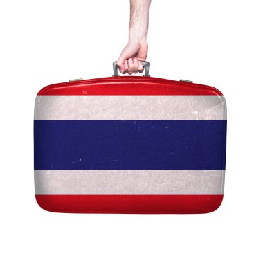 Vintage deri bavul Tayland bayrağı.