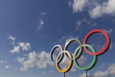 Londra, Uk - 15 Şubat 2018 Olimpiyat sembolü 