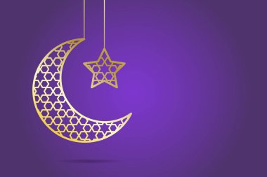 Ramadam Kareem ay ve yıldız illüstrasyonu
