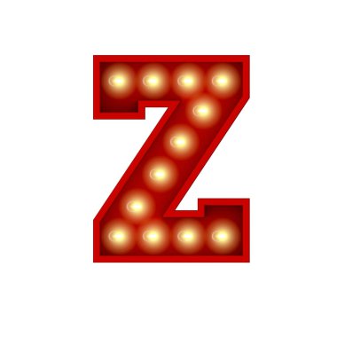 Klasik sinema Broadway harfleri. Z harfi. 3d Hazırlama