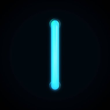 Büyük harfli mavi, parlak ışık harfi. 3d oluşturma