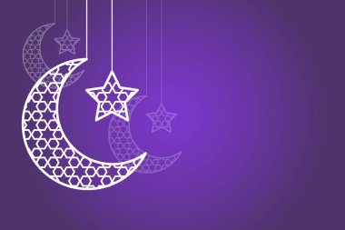 Ramadam Kareem ay ve yıldız illüstrasyonu