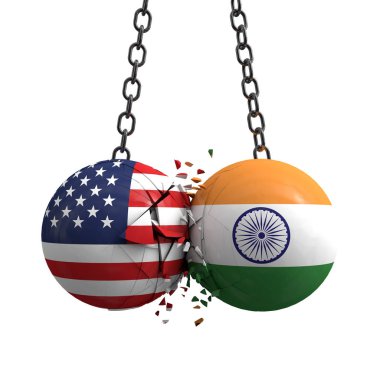 Usa ve Hindistan arasındaki ilişki çatışması. Ticaret anlaşması konsepti.