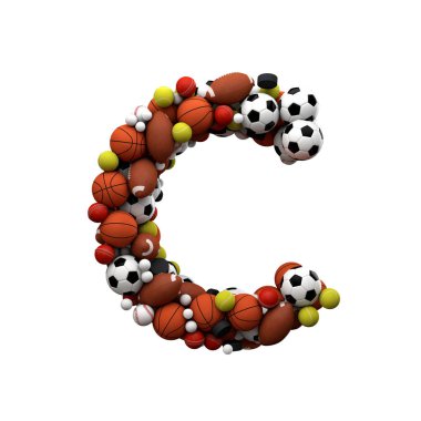 C harfi büyük harfle beveled. 3d Rendering