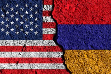 Amerika ve Ermenistan bayrakları arasındaki çatlak. siyasi ilişki 