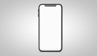 Modern çerçevesiz akıllı telefon 3d boş beyaz ekran ile taklit. 