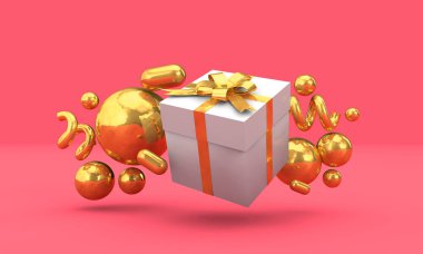 Renkli süslemeli mevsimlik hediye kutuları. 3d Hazırlama