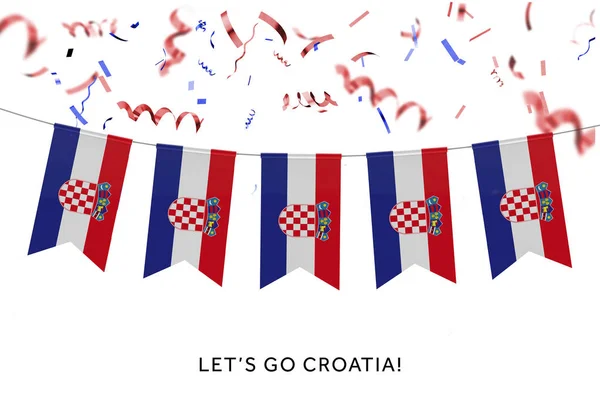 Bandeira nacional croata bunting festivo com confete. Renderin 3D — Fotografia de Stock