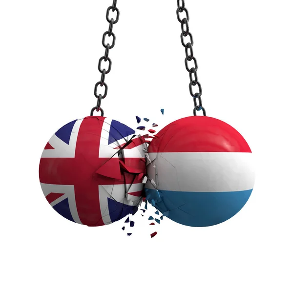 영국 과 룩셈부르크 국기 EA 에 정치 공을 던지다 — 스톡 사진
