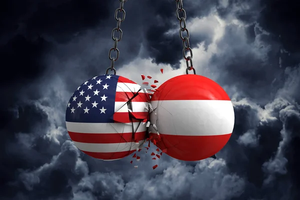 Конфликт между США и Австрией. Концепция торговой сделки — стоковое фото