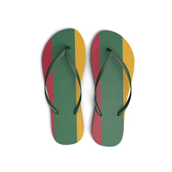 Litouwen vlag flip flop sandalen op een witte achtergrond. 3d Rende — Stockfoto