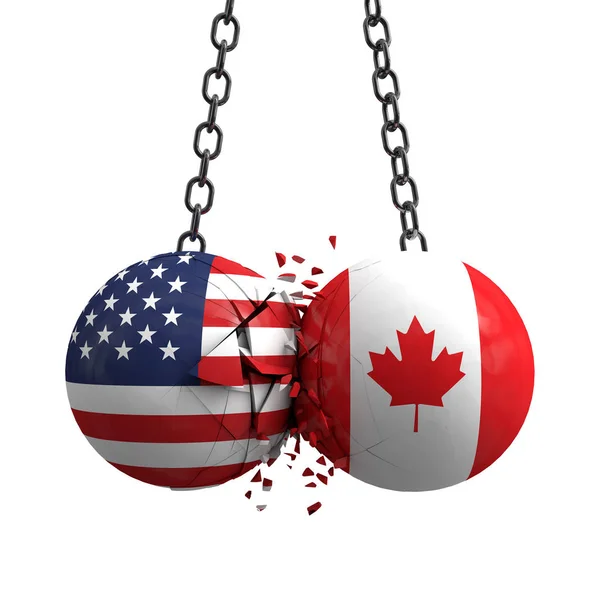 Σύγκρουση σχέσεων μεταξύ Ούσα και Καναδά. Έννοια εμπορικής συμφωνίας — Φωτογραφία Αρχείου
