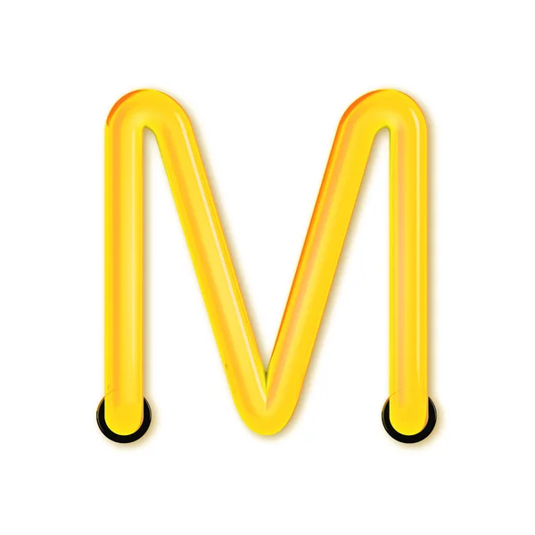 Ελαφρύ γράμμα τύπου Νέον με στυλ σωλήνα M. Glowing neon Capital. 3d — Φωτογραφία Αρχείου