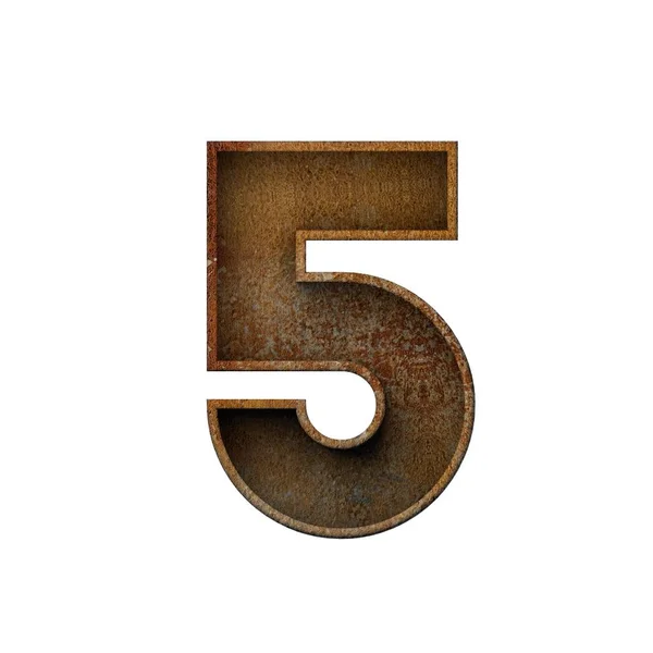 Número 5 grunge rusted font. Renderização 3D — Fotografia de Stock