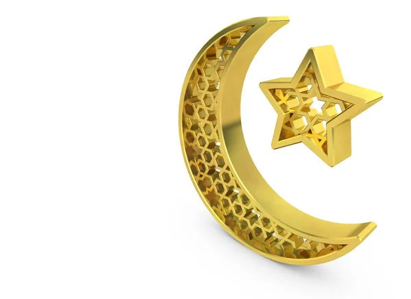 Ramadan Kareem lua e estrela. Renderização 3D — Fotografia de Stock