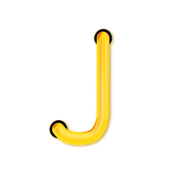 Neon tub stil lumina litera J. Strălucitoare neon Capital scrisoare. 3D — Fotografie, imagine de stoc