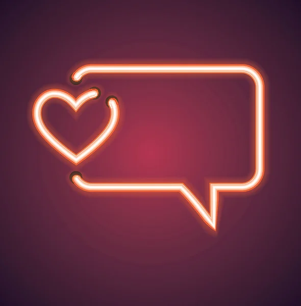 Valentine Neon Love Speech Bubble Vector Sign — Stock Photo, Image