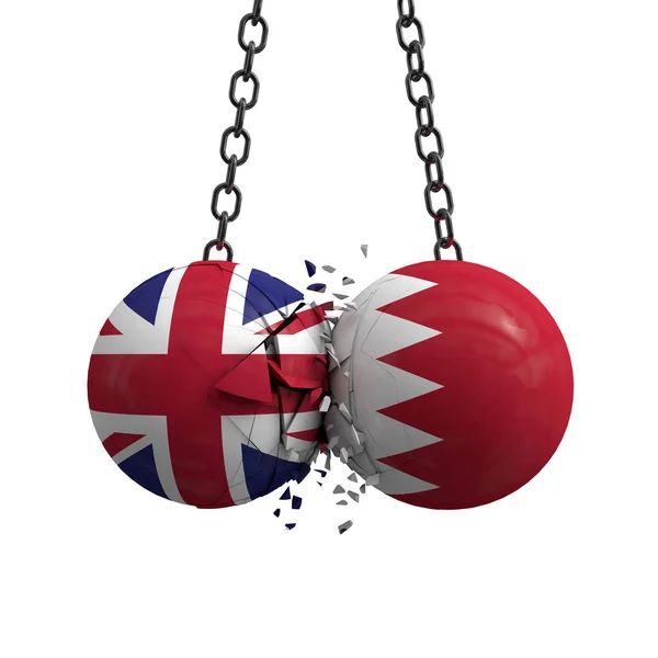 Велика Британія і Бахрейн прапори політичних м'ячів врізаються в кожен — стокове фото