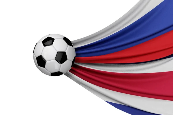 Russia e Costa Rica bandiera con un pallone da calcio. Rendering 3D — Foto Stock