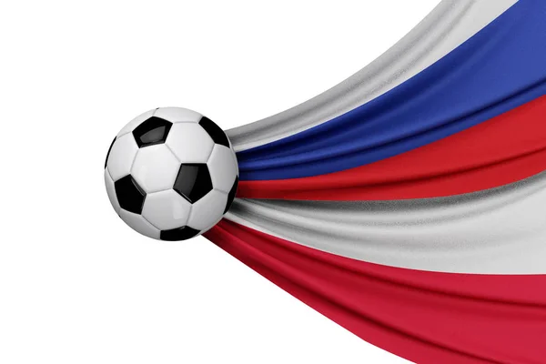 Futbol topuyla Rusya ve Avusturya bayrağı. 3d Hazırlama — Stok fotoğraf
