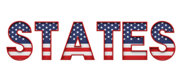 States stars and stripes flag font word. Rendering 3D — Foto Stock